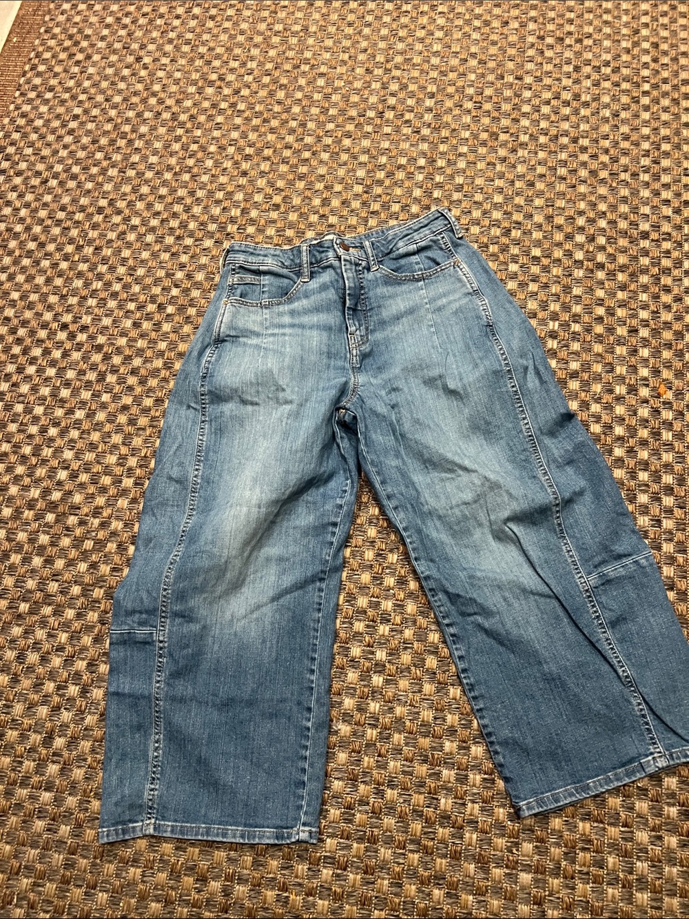 PILCRO Wide  Leg Cropped Blue Denim Jeans  new without tags 28